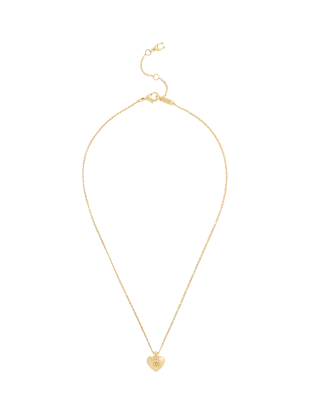Coach Signature C Puffy Heart Pendant, Gold, Gold