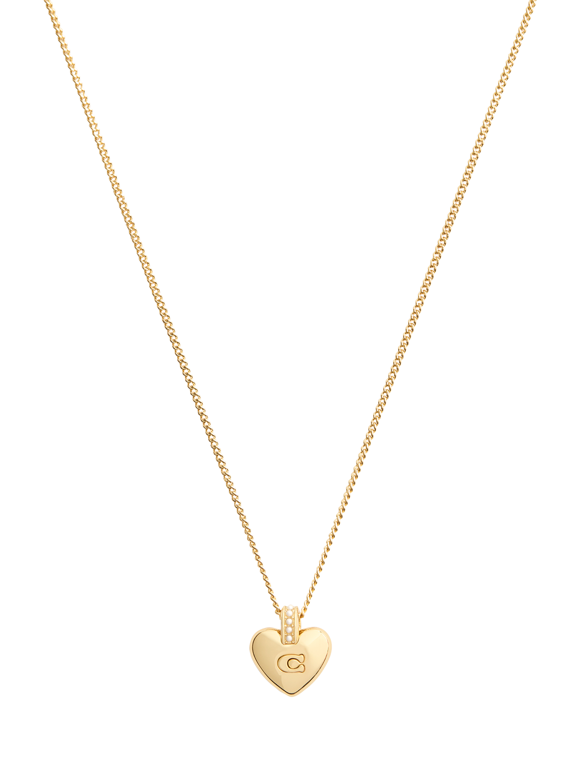 Product image 2 of 3, which shows Coach Signature C Puffy Heart Pendant, Gold