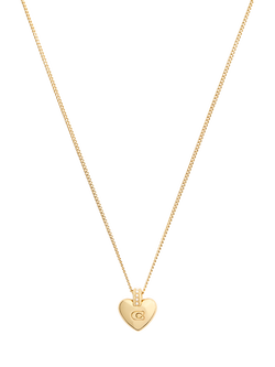 Coach Signature C Puffy Heart Pendant, Gold - view 2, Gold