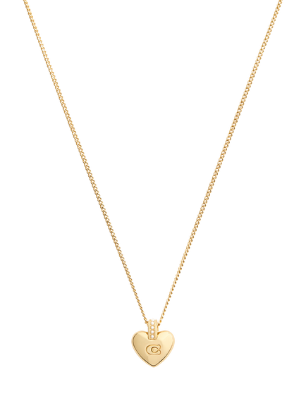 Coach Signature C Puffy Heart Pendant, Gold - view 2, Gold