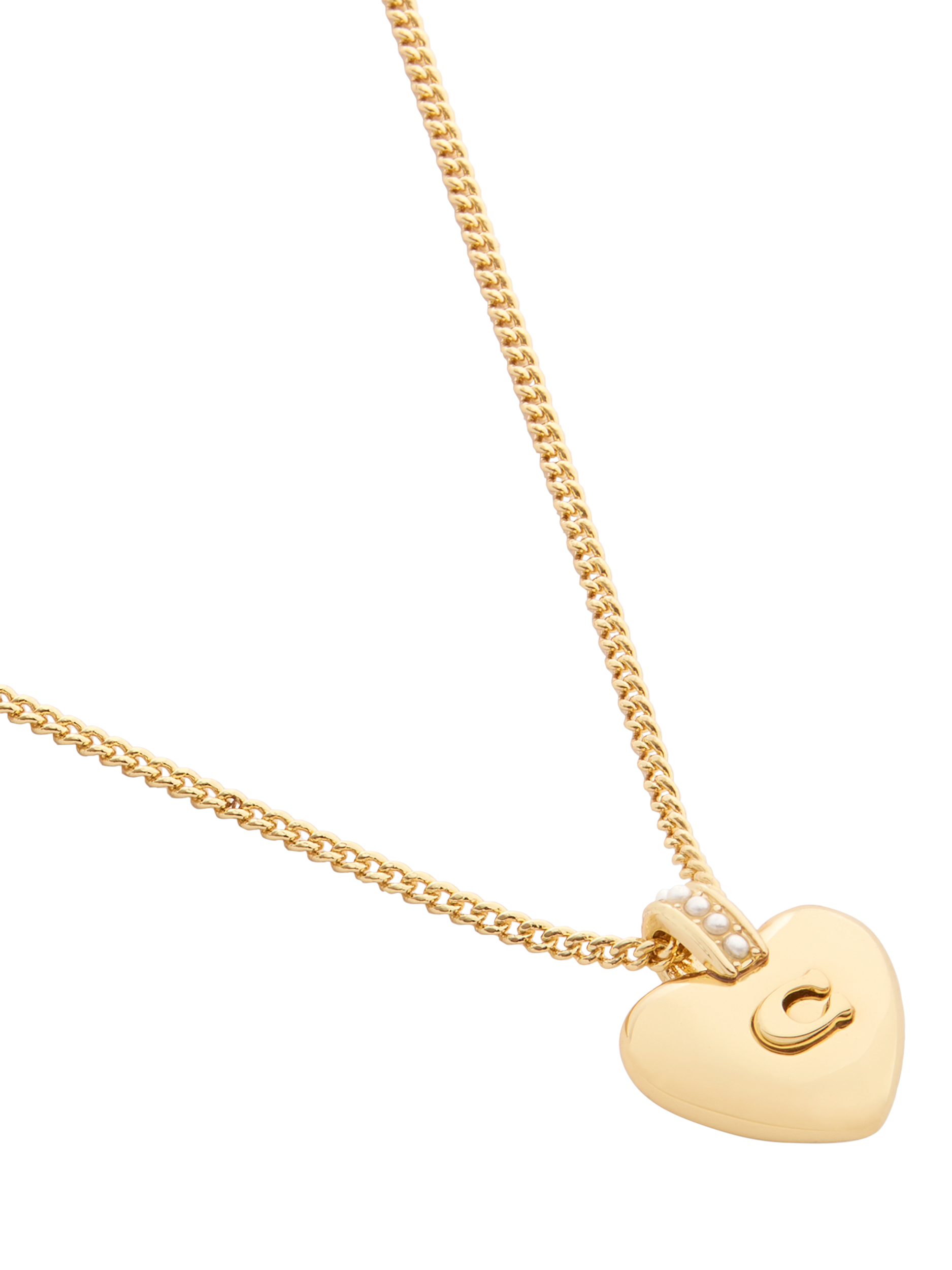Product image 3 of 3, which shows Coach Signature C Puffy Heart Pendant, Gold