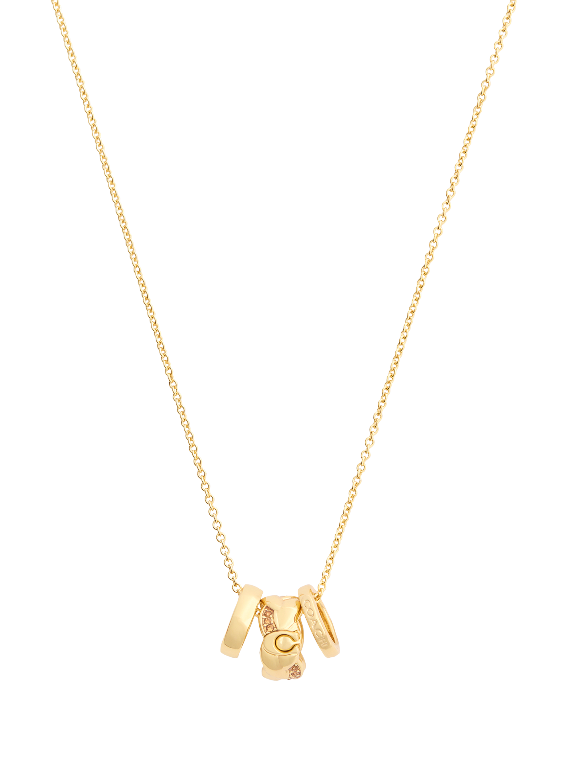 Product image 2 of 3, which shows Coach Braided Rondelle Chain Necklace, Gold