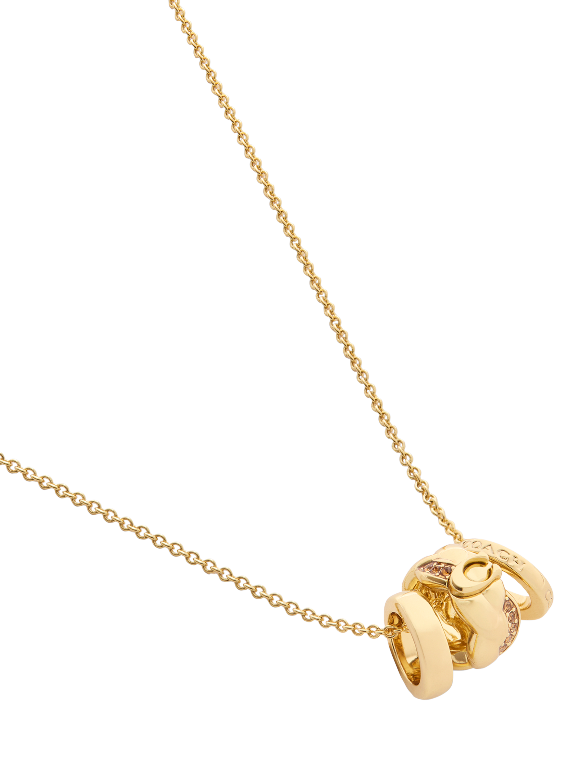 Product image 3 of 3, which shows Coach Braided Rondelle Chain Necklace, Gold