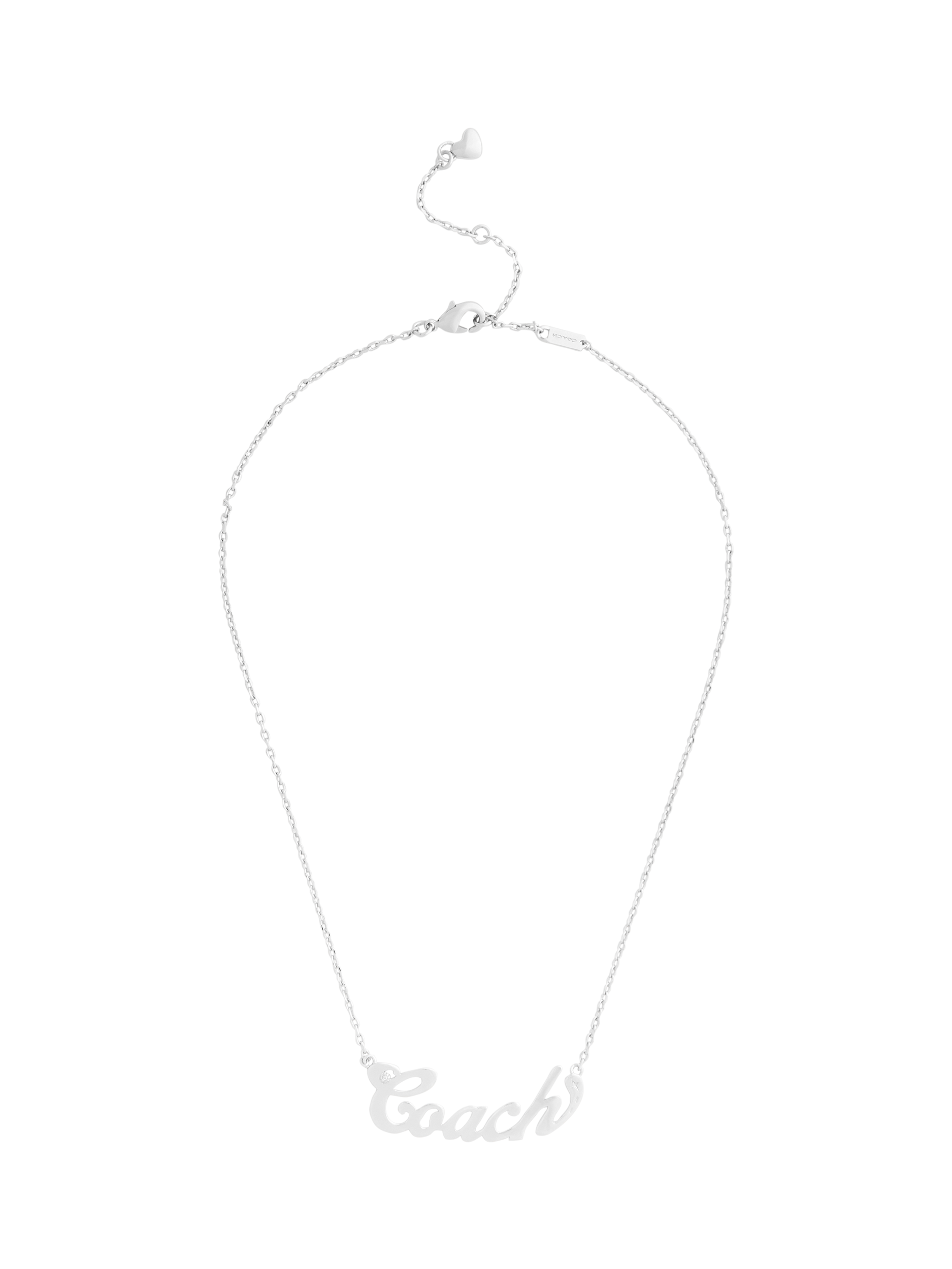Product image 1 of 3, which shows Coach Name Plate Necklace, Rhodium