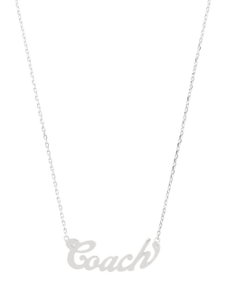 Coach Name Plate Necklace, Rhodium - view 2, Rhodium