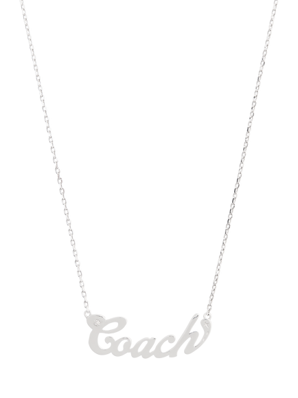 Coach Name Plate Necklace, Rhodium - view 2, Rhodium