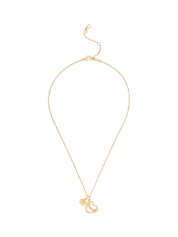 Coach Textured Logo Heart Necklace, Gold, Gold