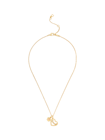 Coach Textured Logo Heart Necklace, Gold, Gold