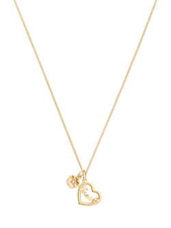 Coach Textured Logo Heart Necklace, Gold - view 2, Gold