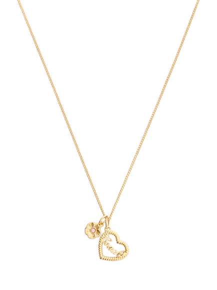 Coach Textured Logo Heart Necklace, Gold - view 2, Gold