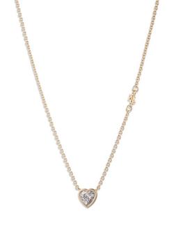Lauren Ralph Lauren Crystal Heart Necklace, Gold/ Clear, Gold/ Clear