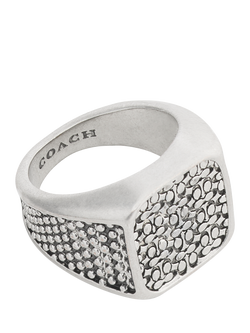 Coach Textured Cocktail Ring, Antique Silver, O, Antique Silver
