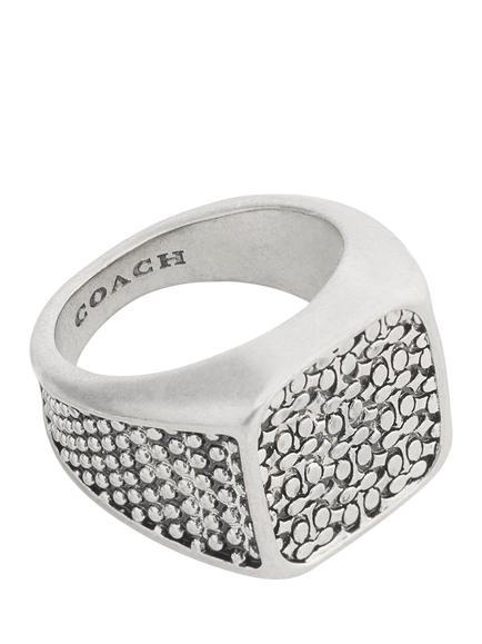 Coach Textured Cocktail Ring, Antique Silver, O, Antique Silver