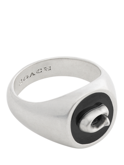 Coach Unisex Signature C Signet Ring, Antique Silver, O, Antique Silver