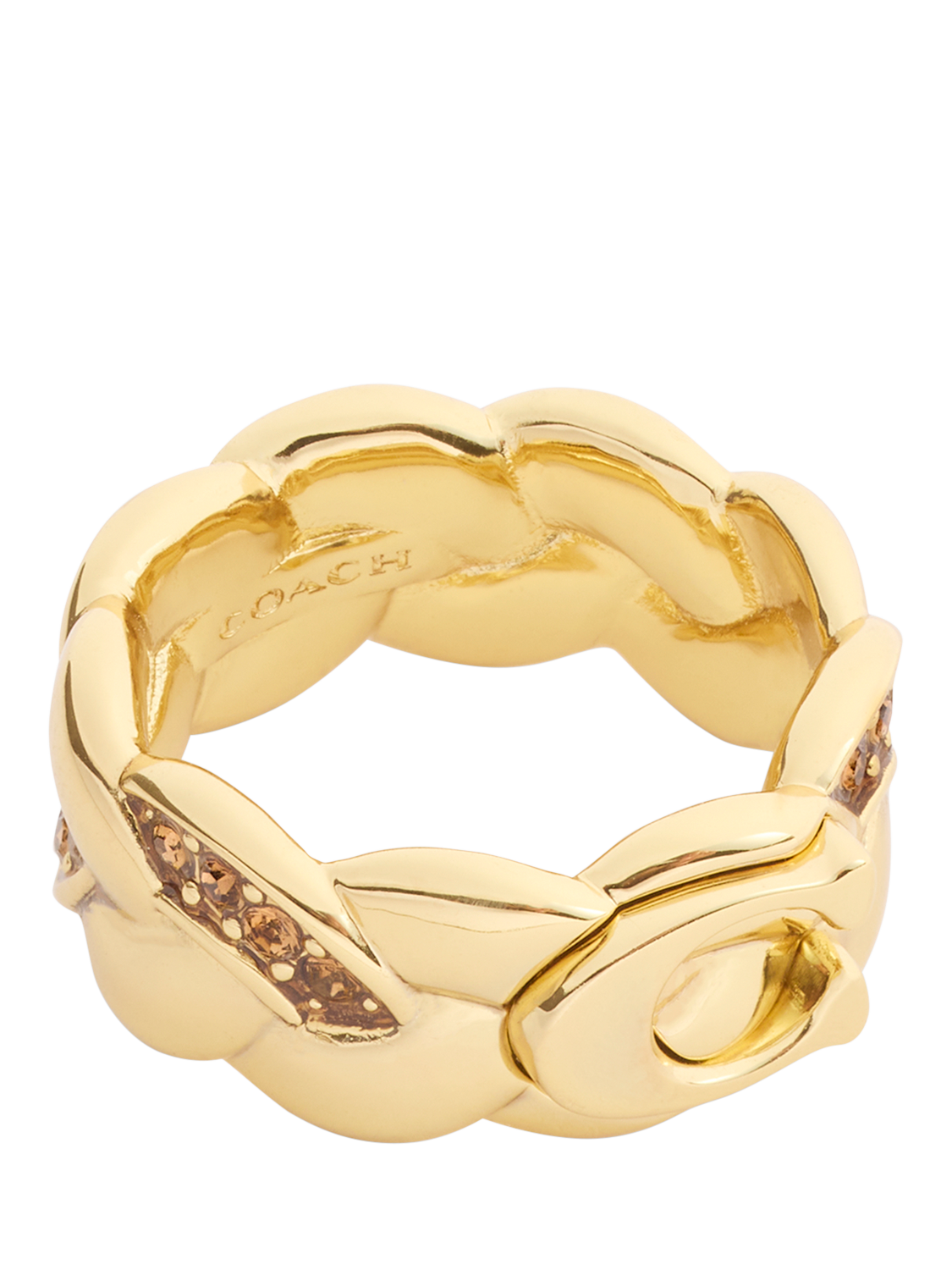 Product image 1 of 3, which shows Coach Sculpted C Braided Ring, Gold, O