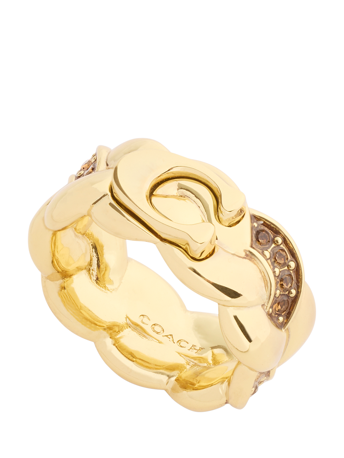 Product image 2 of 3, which shows Coach Sculpted C Braided Ring, Gold, O