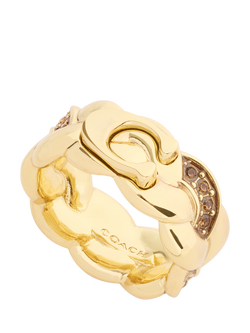 Coach Sculpted C Braided Ring, Gold, O - view 2, Gold