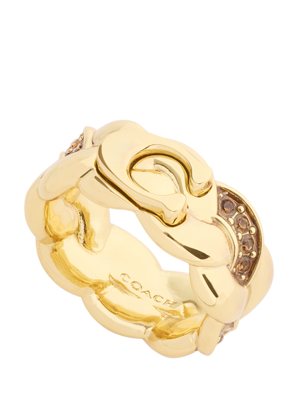 Coach Sculpted C Braided Ring, Gold, O - view 2, Gold
