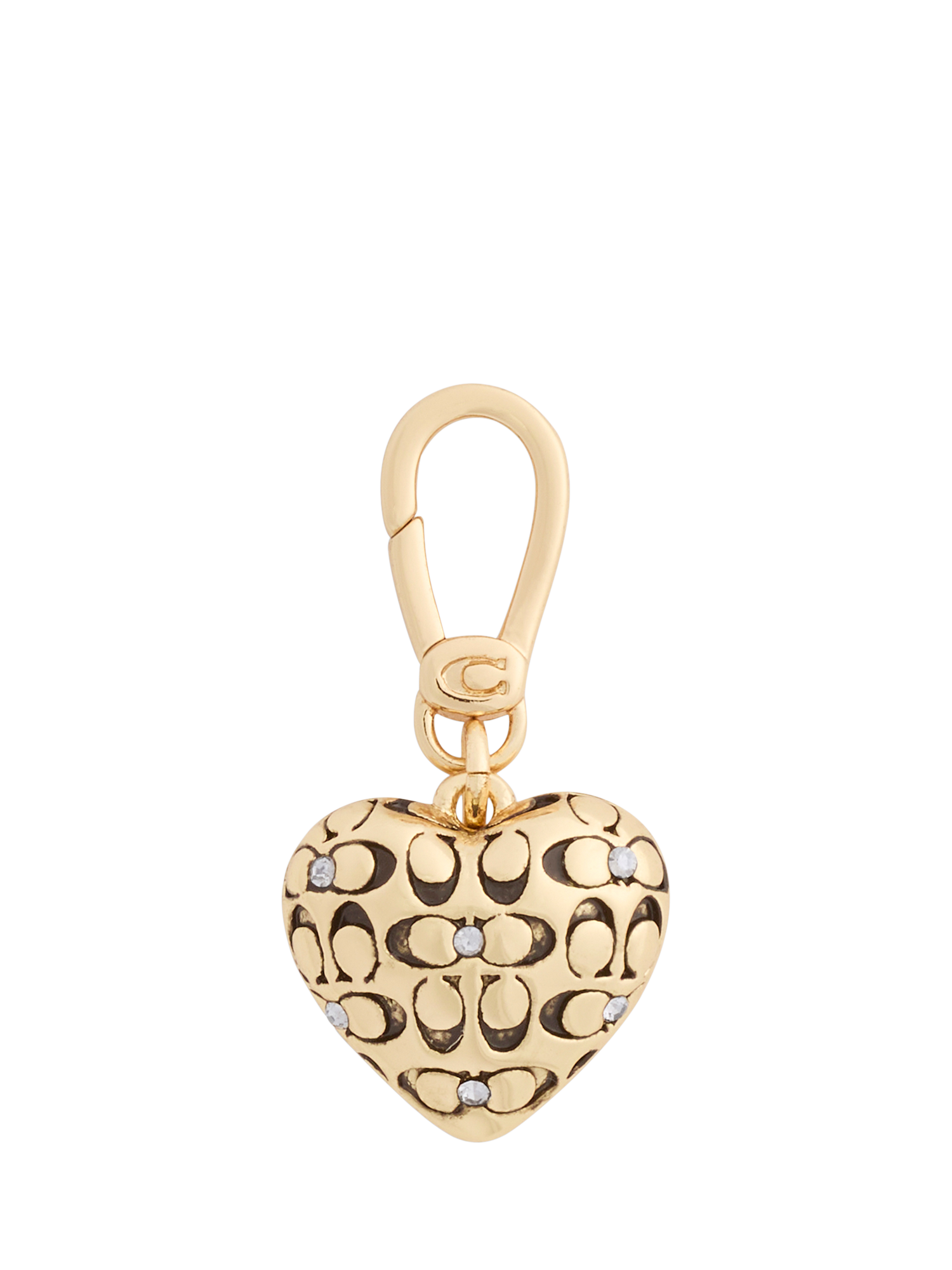 Product image 1 of 7, which shows Coach Signature C Heart Charm, Gold