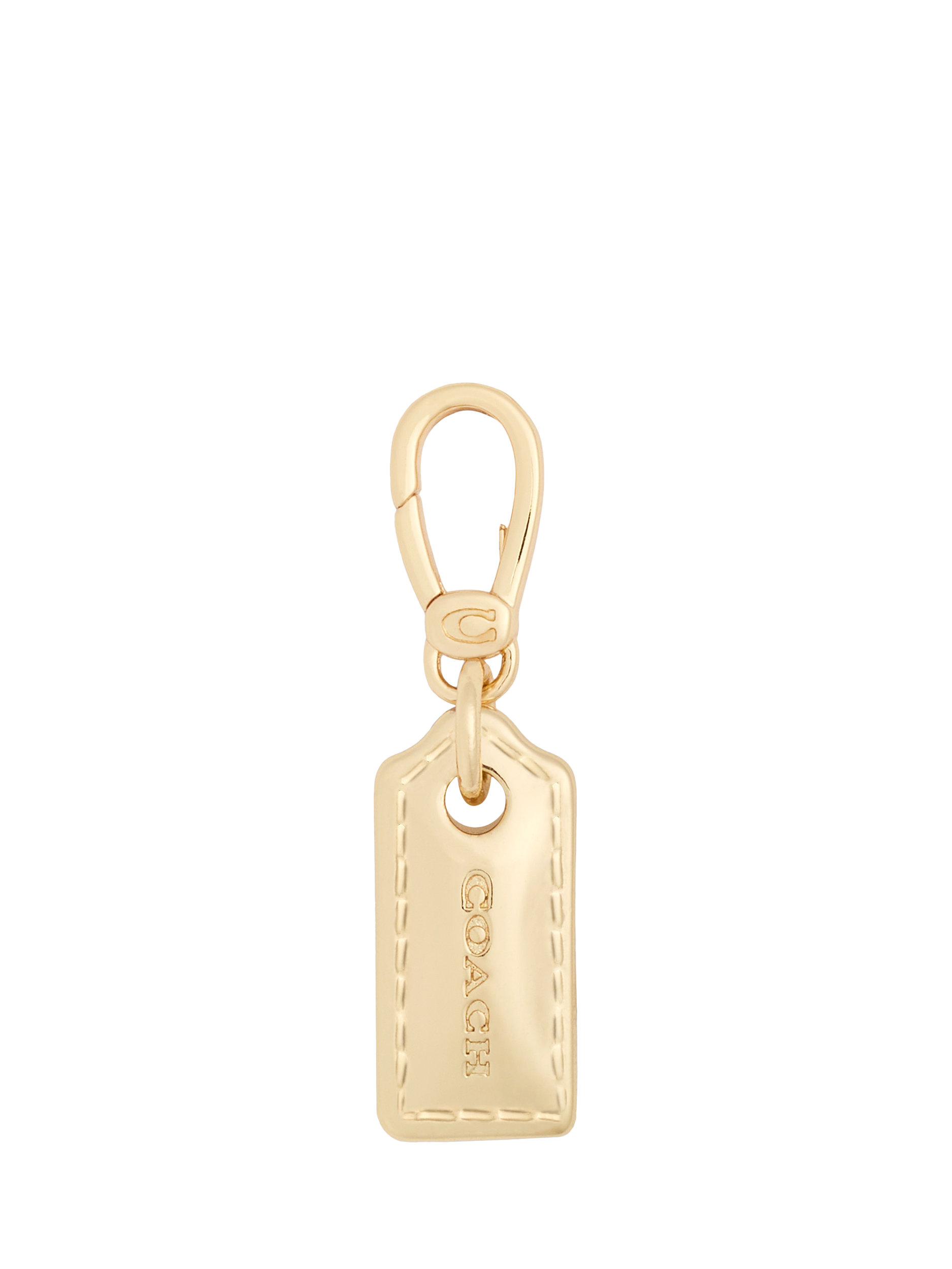 Product image 1 of 7, which shows Coach Signature Hang Tag Charm, Gold