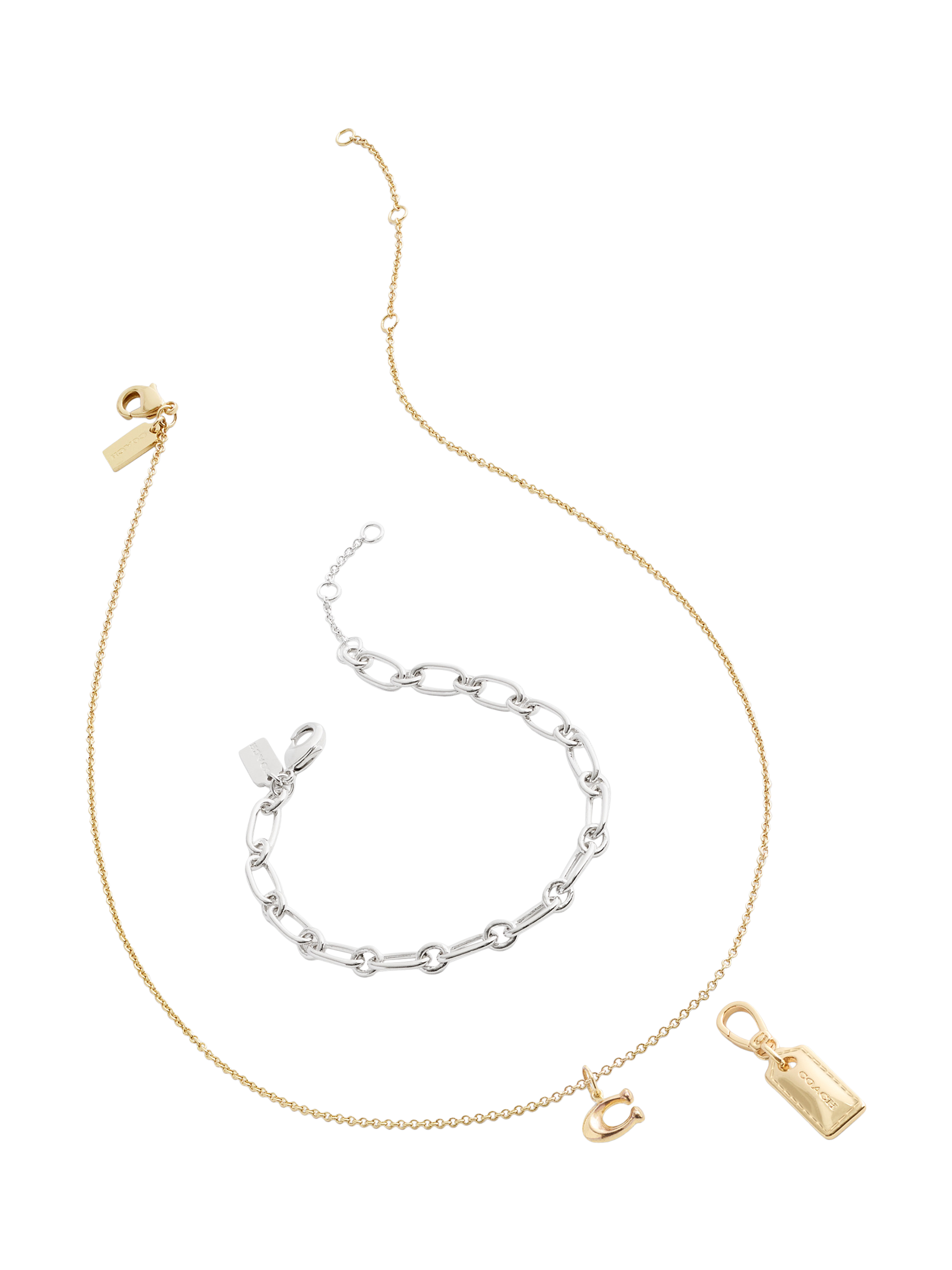 Product image 4 of 7, which shows Coach Signature Hang Tag Charm, Gold