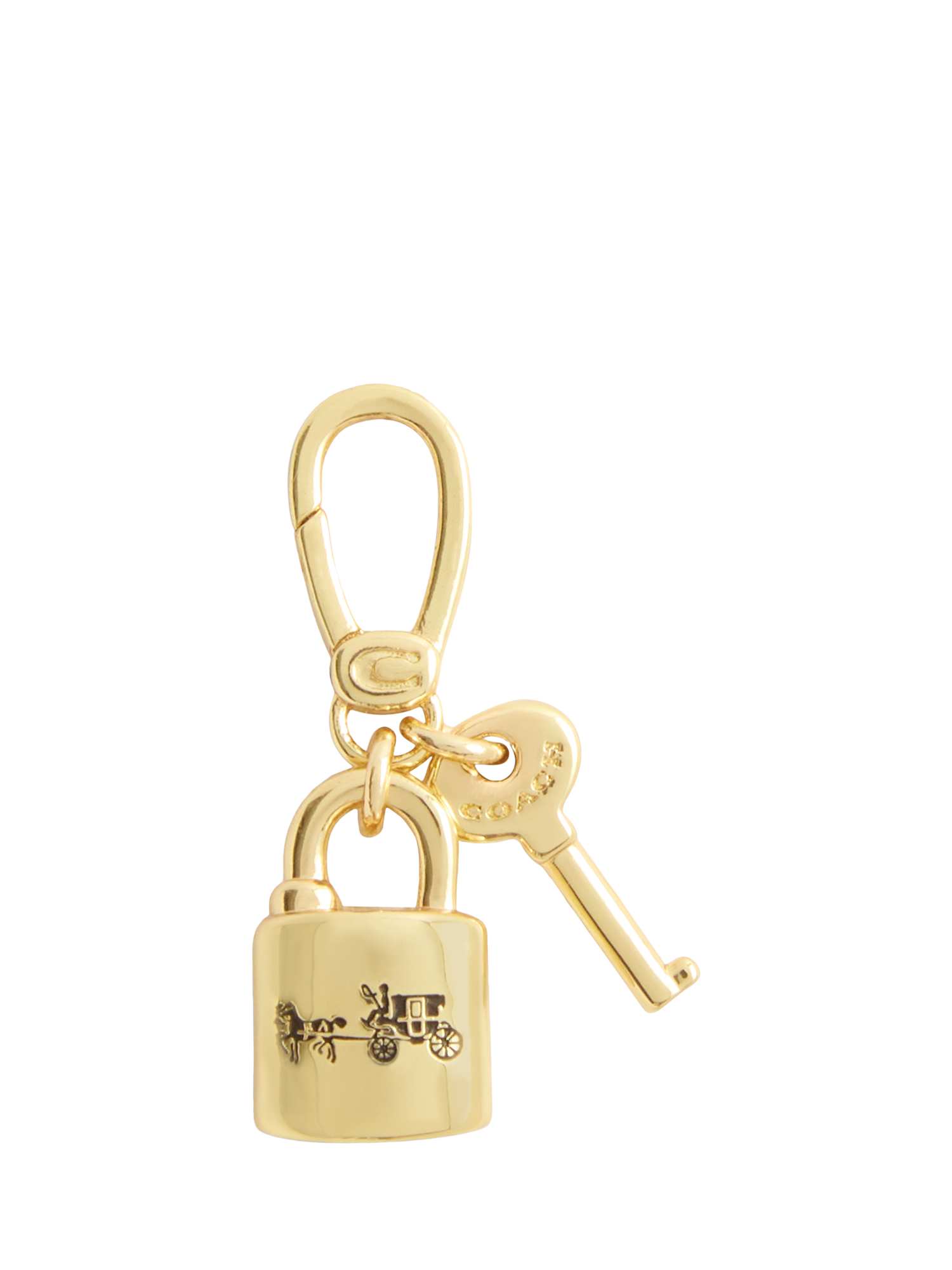 Product image 1 of 7, which shows Coach Padlock and Key Charm, Gold