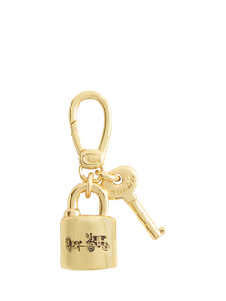 Coach Padlock and Key Charm, Gold, Gold
