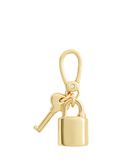 Coach Padlock and Key Charm, Gold - view 2, Gold