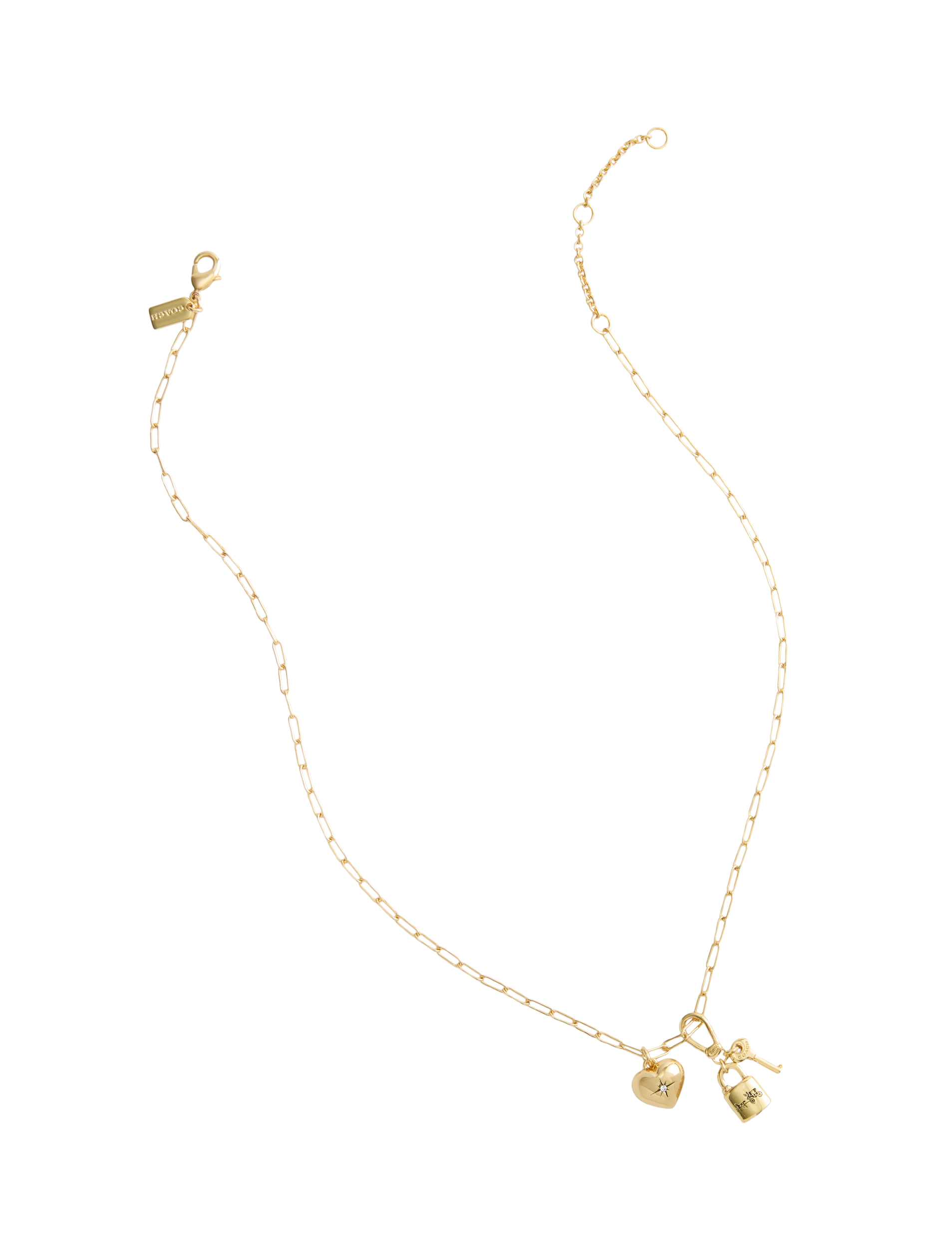 Product image 5 of 7, which shows Coach Padlock and Key Charm, Gold