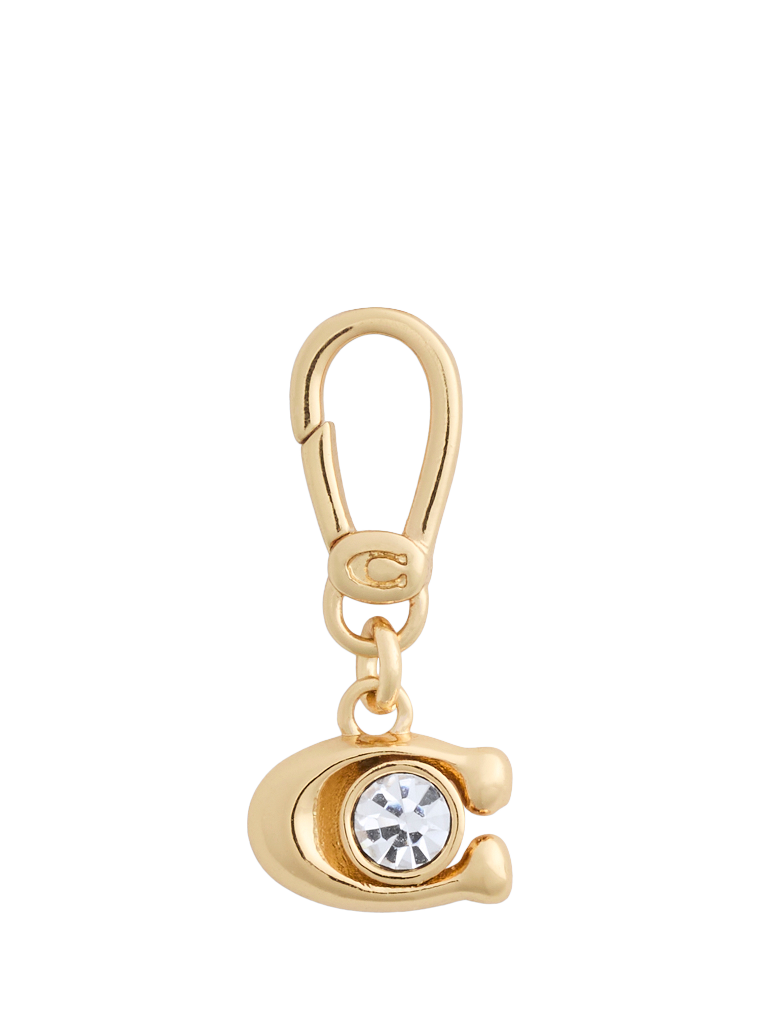 Product image 1 of 7, which shows Coach Signature C Crystal Charm, Gold