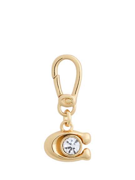 Coach Signature C Crystal Charm, Gold, Gold