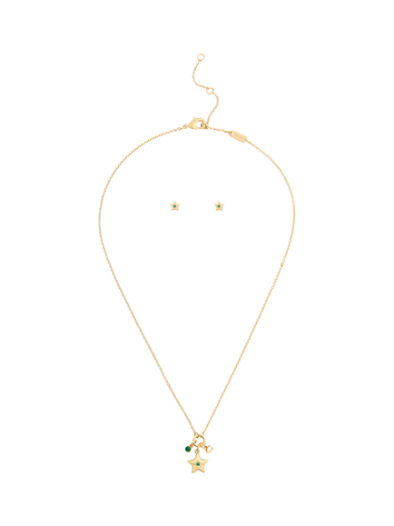 Coach Crystal Star Necklace and Earrings Jewellery Set, Gold, Gold