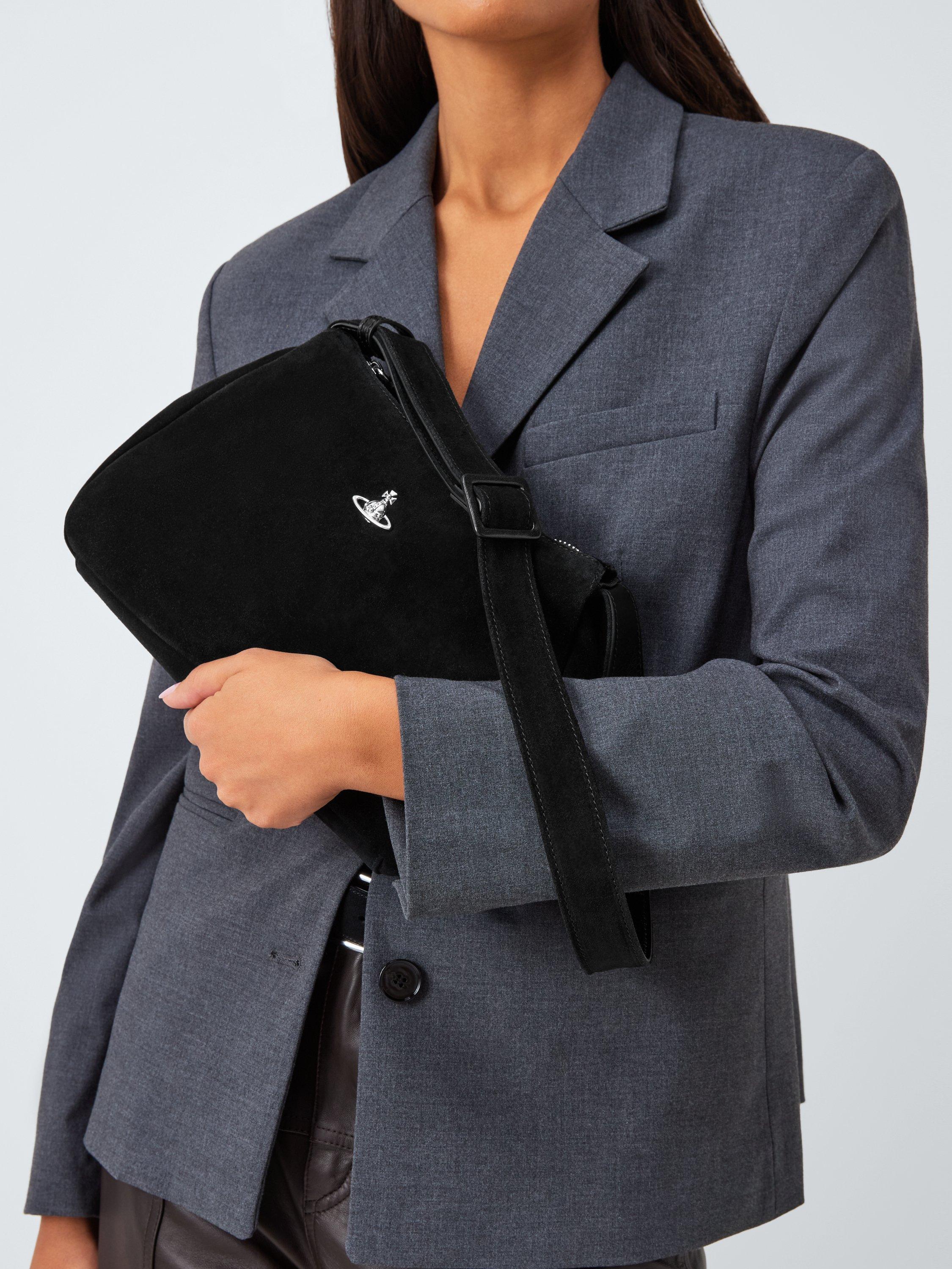 Product image 6 of 6, which shows Vivienne Westwood Kate Suede Shoulder Bag, Black