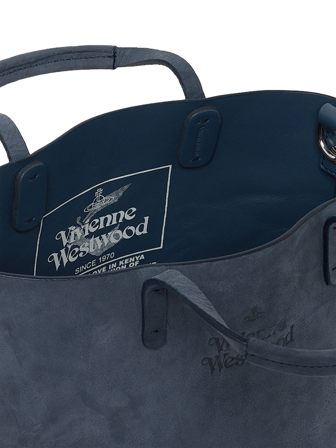 Product image 3 of 3, which shows Vivienne Westwood Suede Small Studio Shopper Bag, Blue