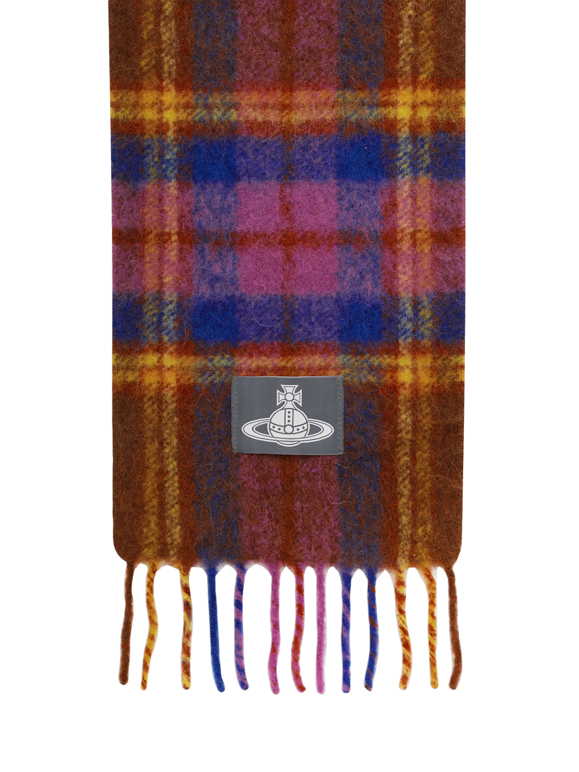 Vivienne Westwood Wool Blend Chunky Tartan Scarf, Purple/Multi