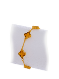 Be-Jewelled Baltic Amber Clover Chain Bracelet, Gold/Cognac