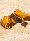 Be-Jewelled Baltic Amber Clover Pendant, Gold/Cognac