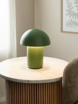 John Lewis Mushroom Rechargeable Dimmable Table Lamp, Myrtle - view 2, Myrtle Green