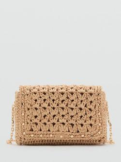 Mango Espiga Cross Body Bag, Light Beige
