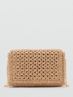 Mango Espiga Cross Body Bag, Light Beige