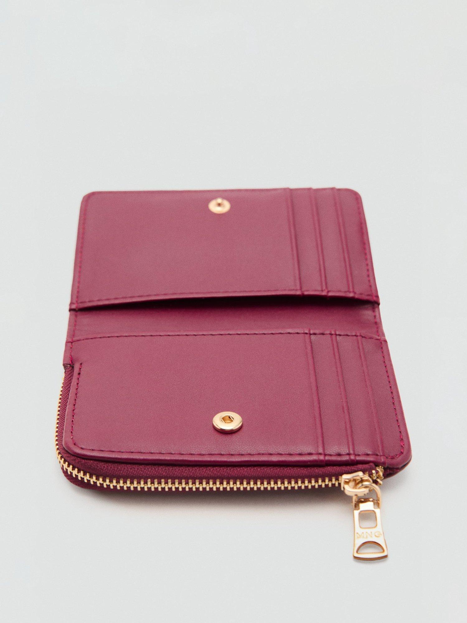 Product image 2 of 3, which shows Mango Martes Zipped Purse, Dark Red