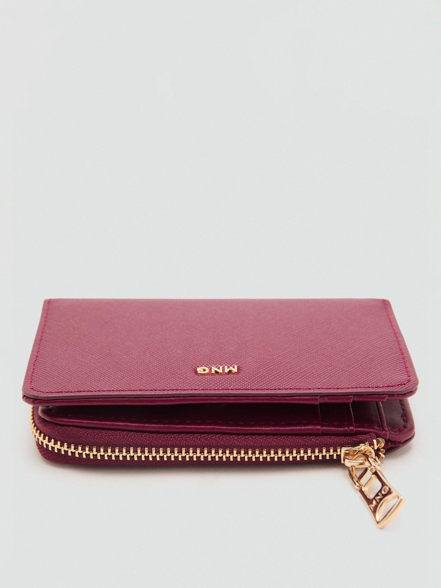 Product image 3 of 3, which shows Mango Martes Zipped Purse, Dark Red