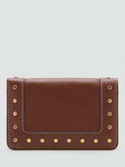 Mango Serrat Studded Wallet, Medium Brown, Medium Brown