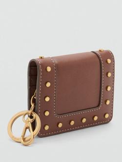 Mango Serrat Studded Wallet, Brown - view 2, Brown
