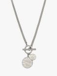 AllSaints Hammered Round Pendant Chain Necklace, Warm Silver