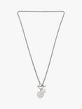 AllSaints Hammered Round Pendant Chain Necklace, Warm Silver