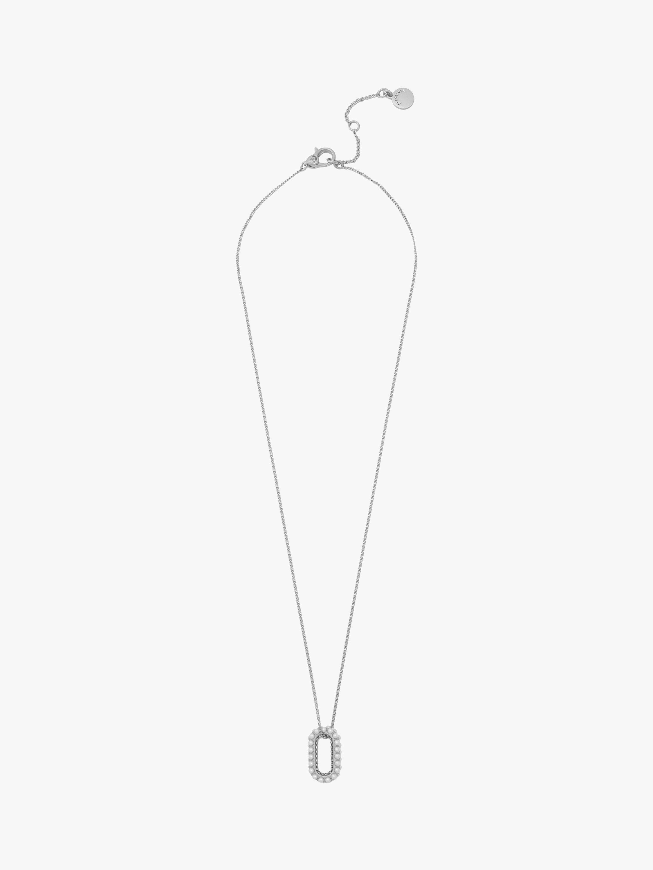 Product image 1 of 5, which shows AllSaints Oval Link Pendant Necklace, Silver