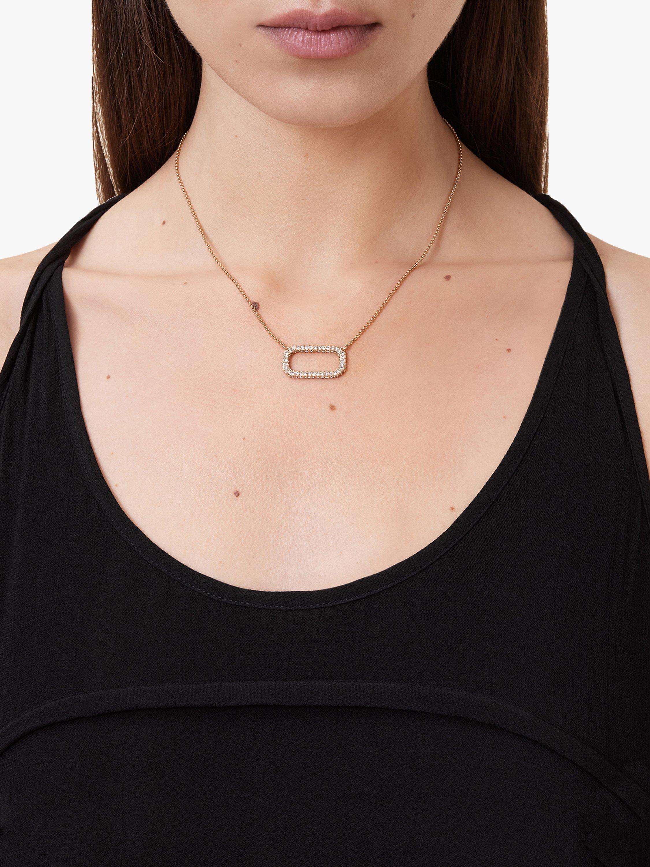 Product image 2 of 5, which shows AllSaints Hexagon Link Necklace, Gold