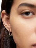 AllSaints Geometric Link Pavé Huggie Hoop Earrings