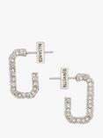 AllSaints Geometric Link Pavé Huggie Hoop Earrings, Warm Silver